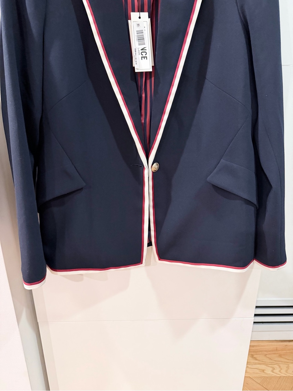 L’AGENCE Chamberlain Blazer Navy Red White Trim Gold Buttons Size 10 NWT - Picture 10 of 16